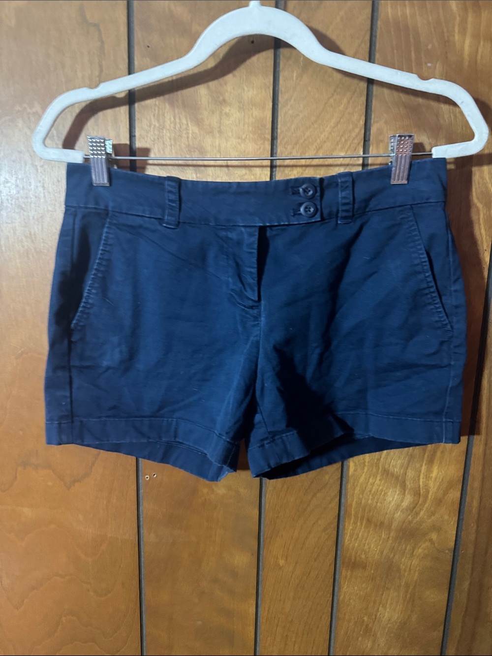 Women’s Navy Cotton Blend Casual Shorts